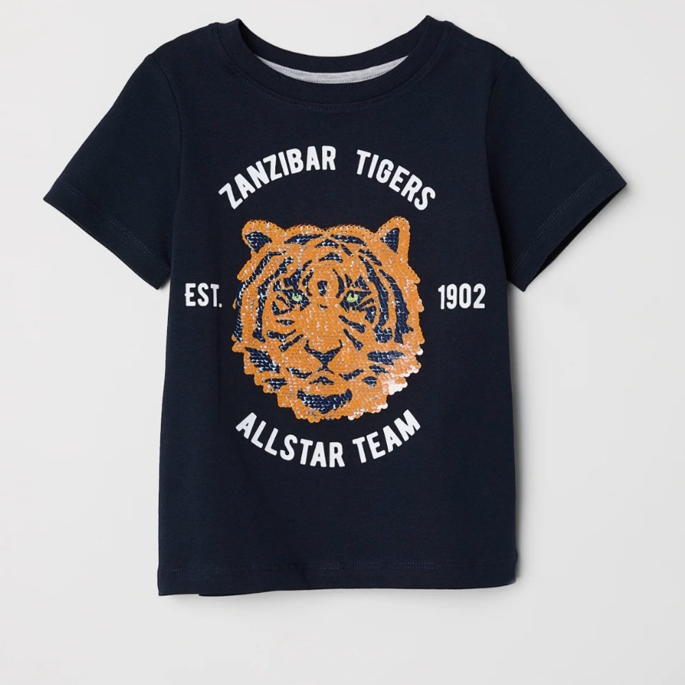 H & M sequin reversible shirt in size 6-8Y